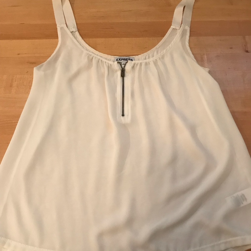 Express cream top with zipper. XS